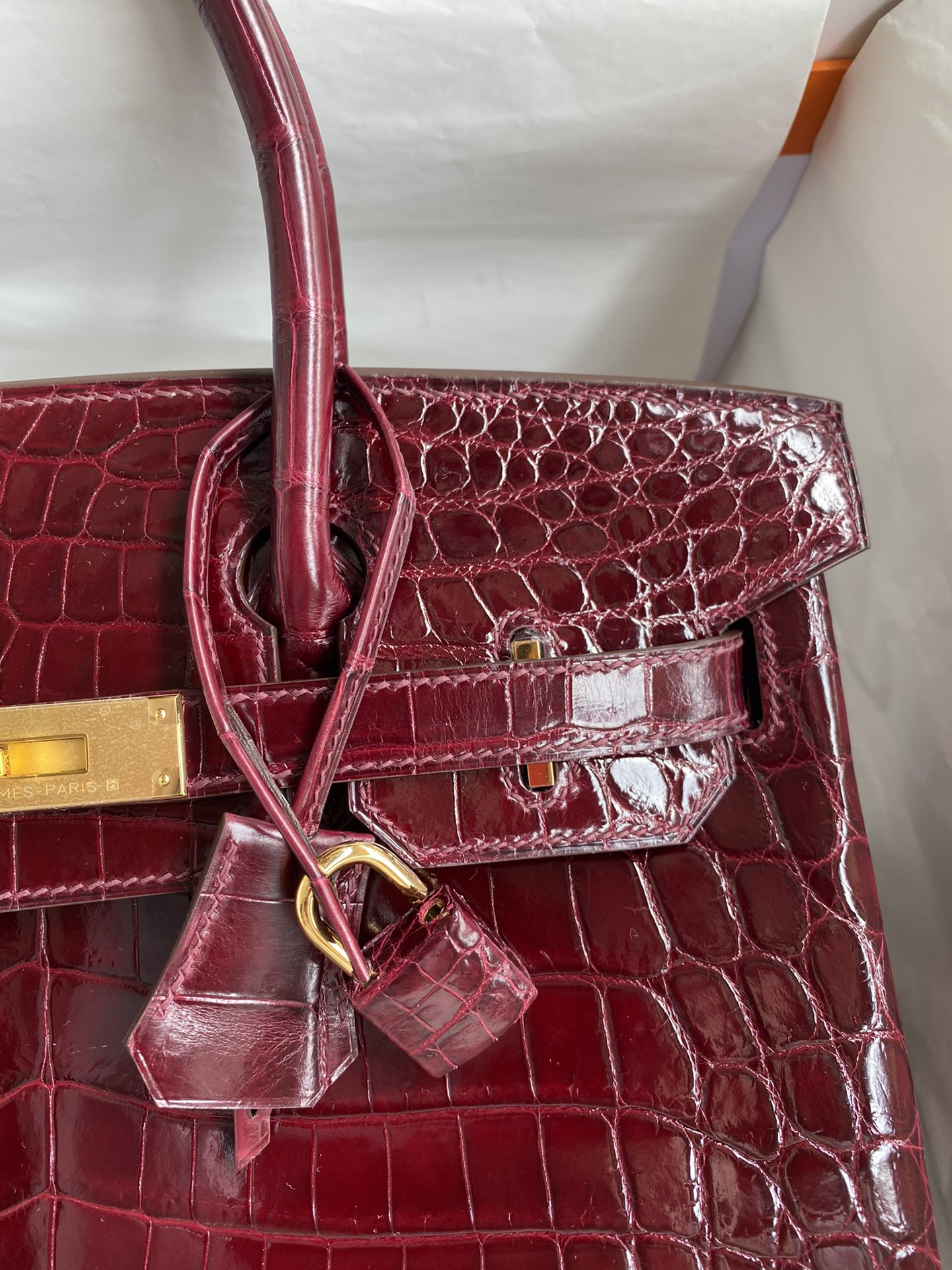 Hermes Birkin 30CM Handmade Bag In Bordeaux Crocodile Niloticus Shiny Skin